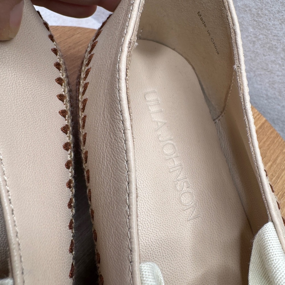 Ulla Johnson Espadrille Platform Flats Leather Woven Cream Size 38.5 8 - Picture 9 of 11